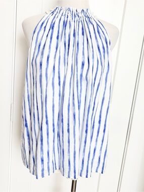 LOFT Blue and White Striped Halter Top Small